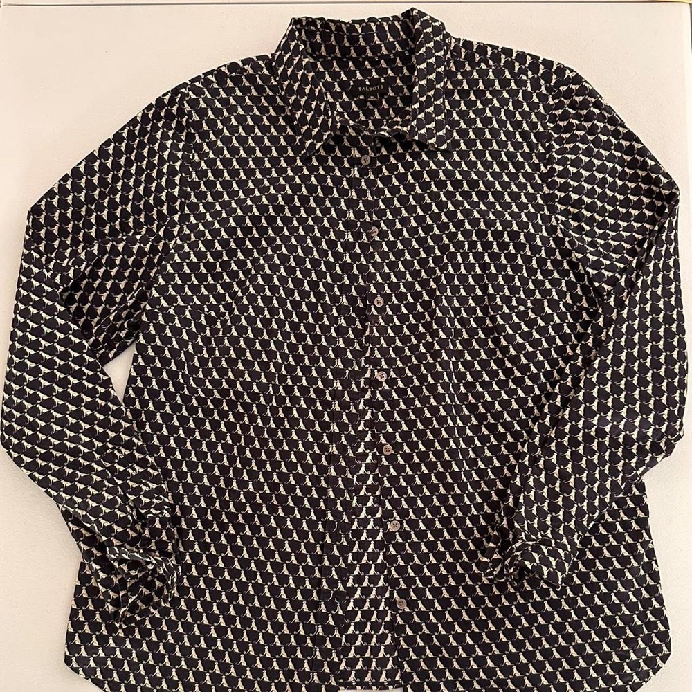 Talbots dog pattern button up, woman's size 16